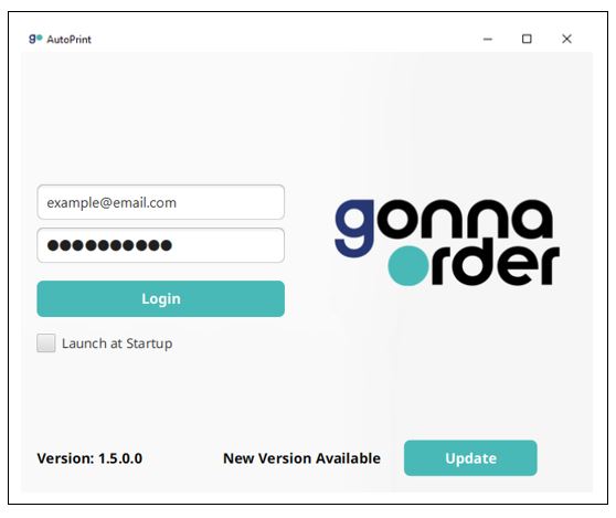 A prompt to update autoprint app