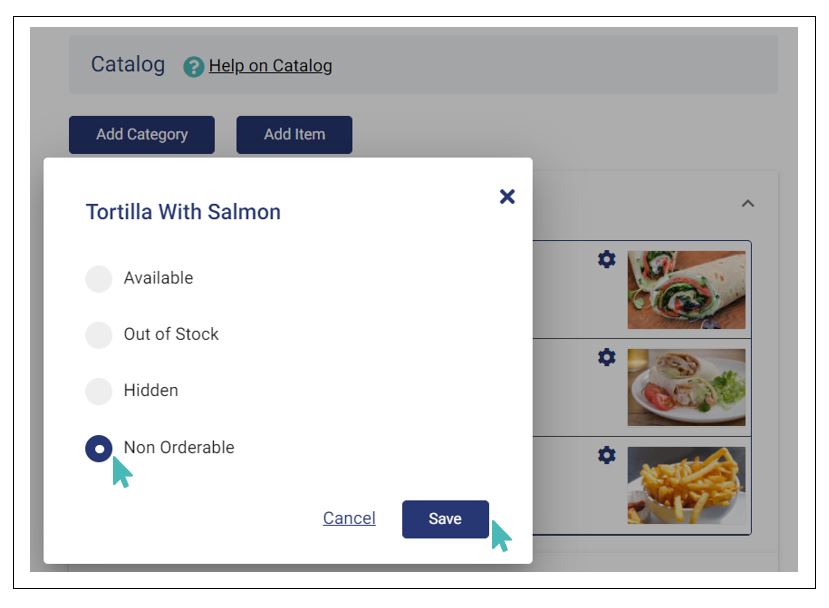 Mark item as non orderable