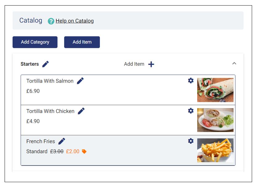 Non orderable item greyed out on the catalog