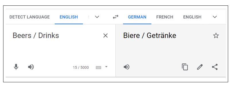グーグル翻訳を介してラベルを変更し、翻訳する