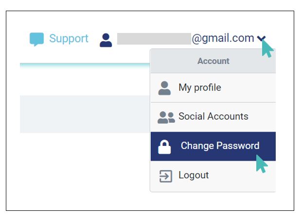 Select the change password option on your profile