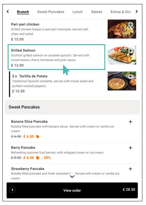 click on the name, description or price to view details