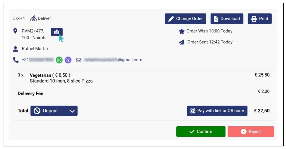 View Delivery Order Address on the Orders Dashboard