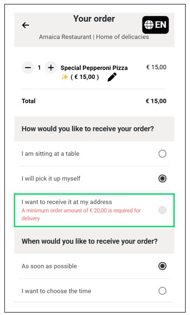 Order minimum amount not reached