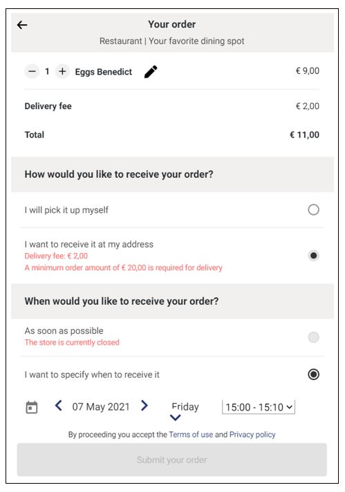 delivery order when store is closed