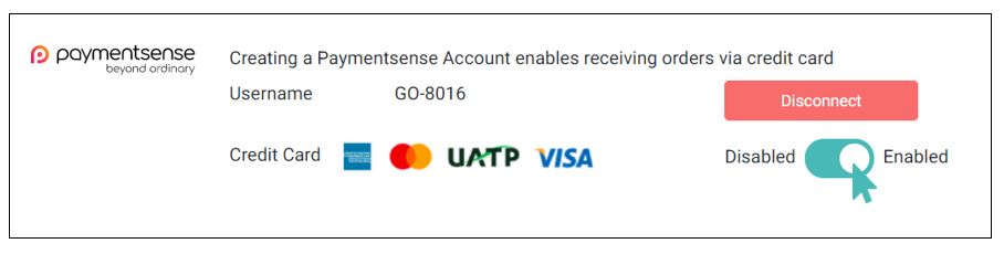 Paymentsenseを有効にする