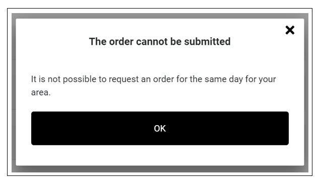 Error: Same day ordering disabled for zones