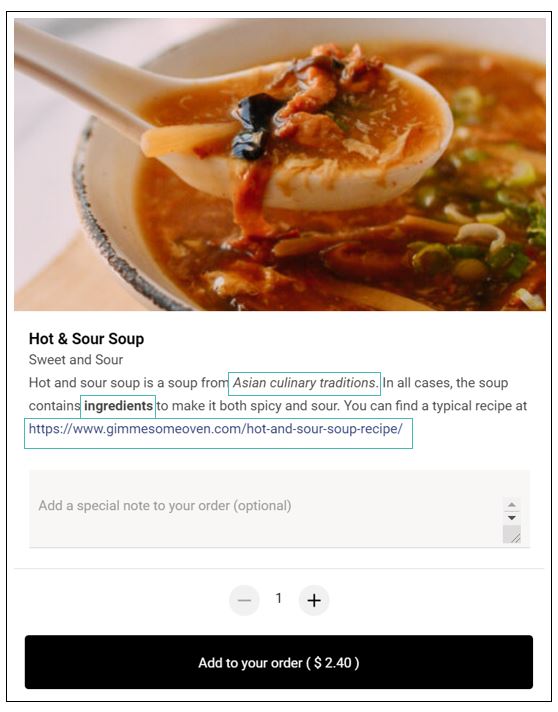 A formatted offer long description
