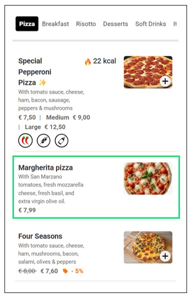 Inactive Item on Customer Menu