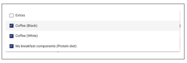 The description of an option group is displayed in parenthesis beside the option group name. The screenshot shows one option group without a description and three others with it.