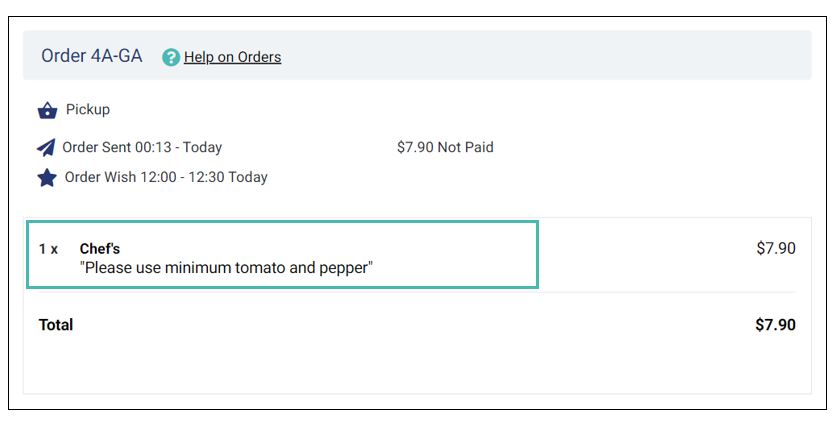 Order items comments in order details page