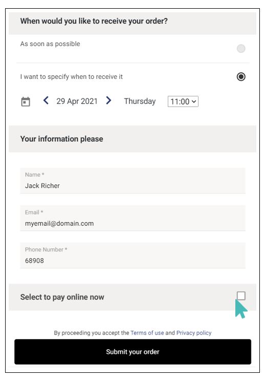 choisir de payer en ligne