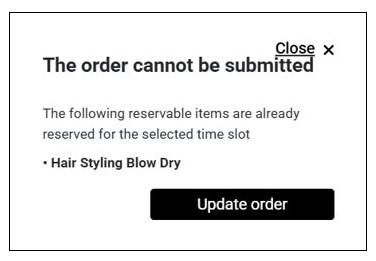Reservable Item is Already Booked Dialog Message