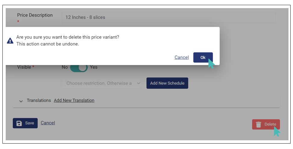 Removing a price variant