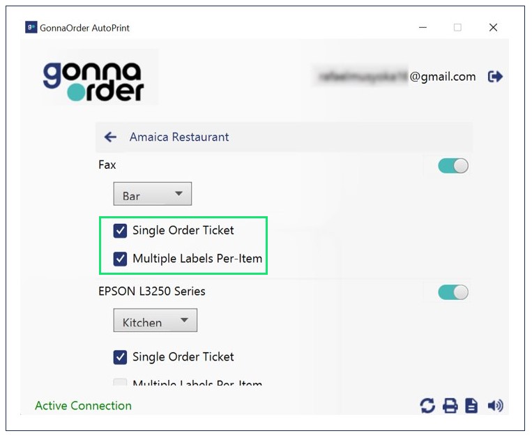 Choosing Order Receipt Style