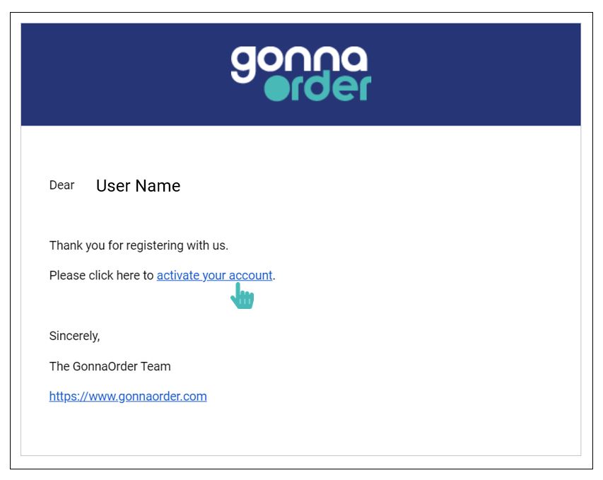 GonnaOrder - account activation