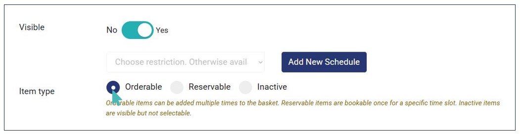 Setting an Item as Orderable