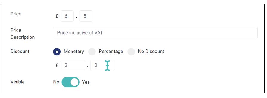 Setting a monetary discount for a store item