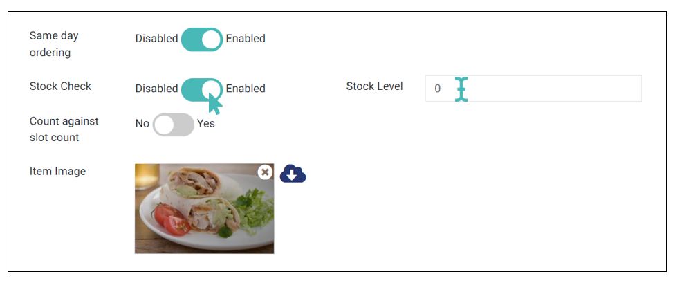 Setting items as out of stock