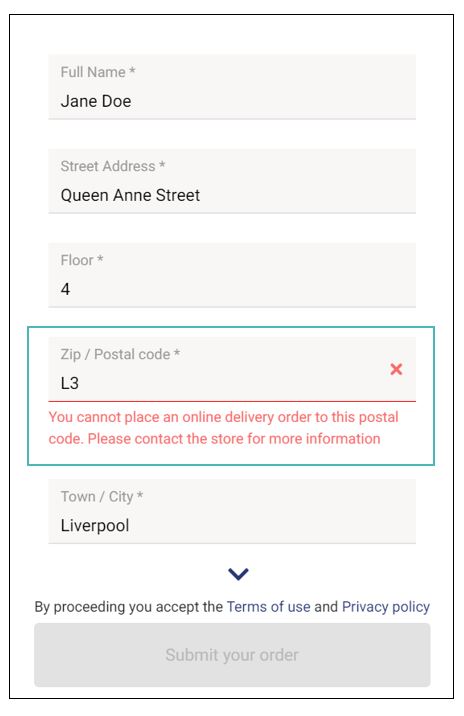 Delivery address cannot be found
