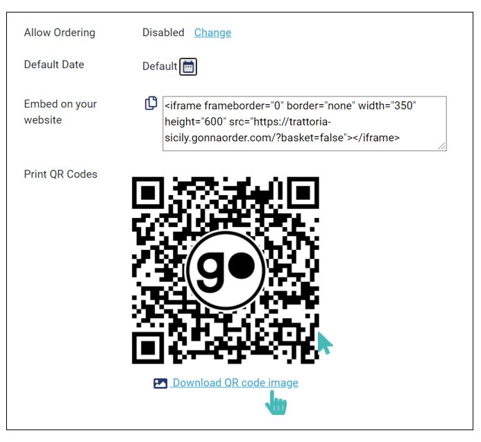 Download non orderable QR menu