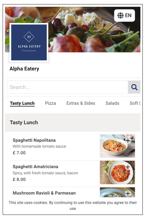 Store header appearance with a logo and cover image