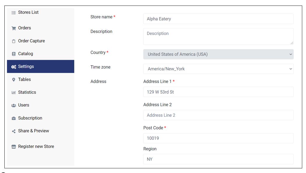 Store details in settings