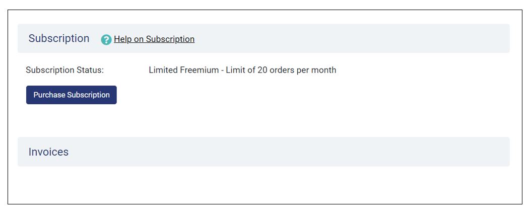 Abonnement: Freemium limité - 20 commandes par mois 