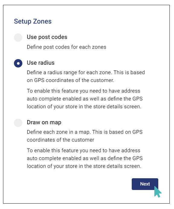 Use GPS radius delivery zones