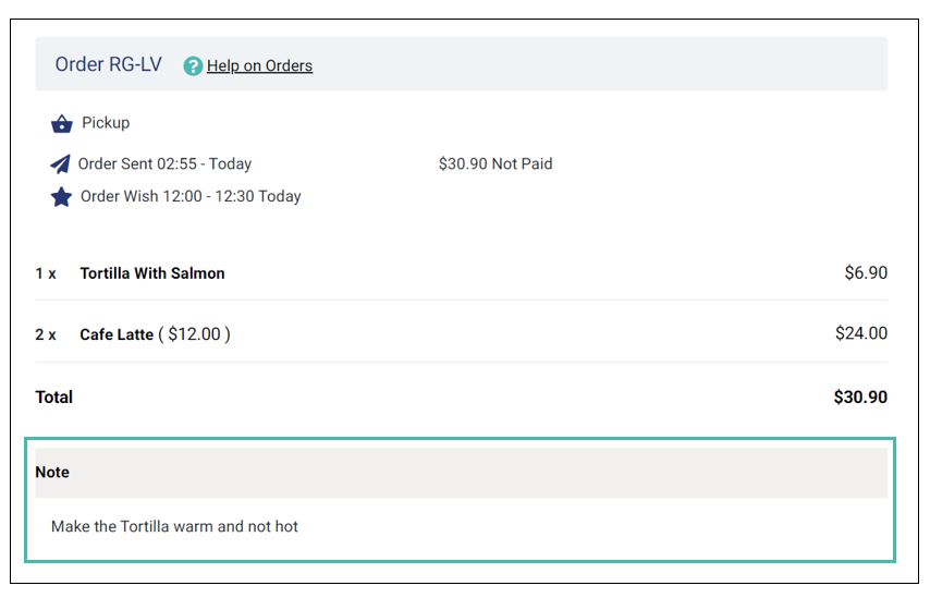 Order comments for store users
