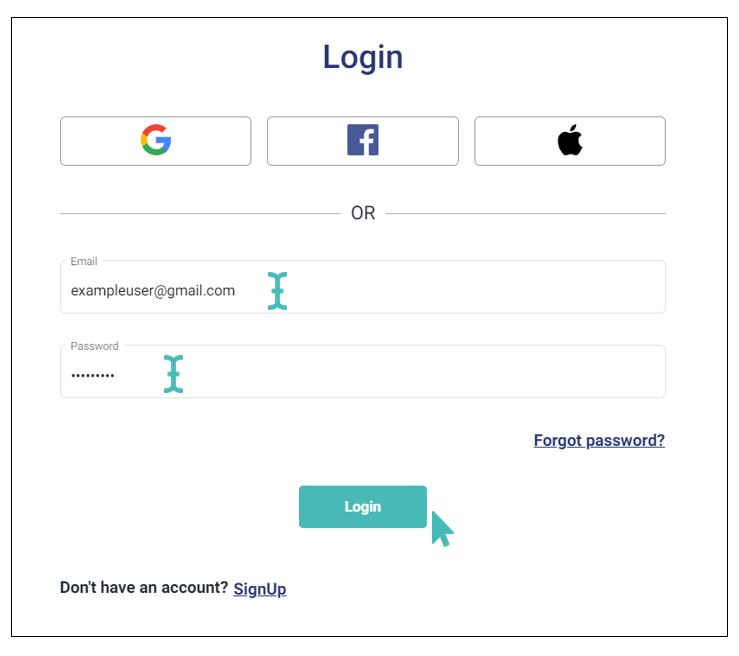 Login with email and password