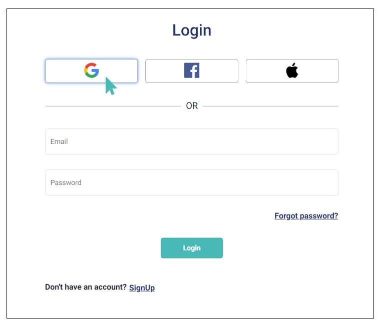 Choose to log in with Google