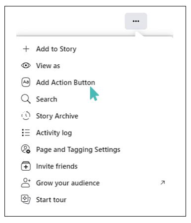 Add action button from Facebook page options