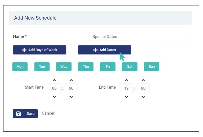 Adding special dates to a schedule