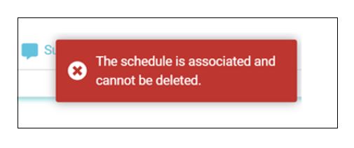 An error occurs when deleting associated schedules