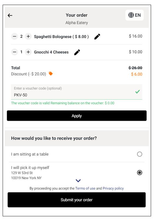 Applying a monetary, single use discount voucher a second time