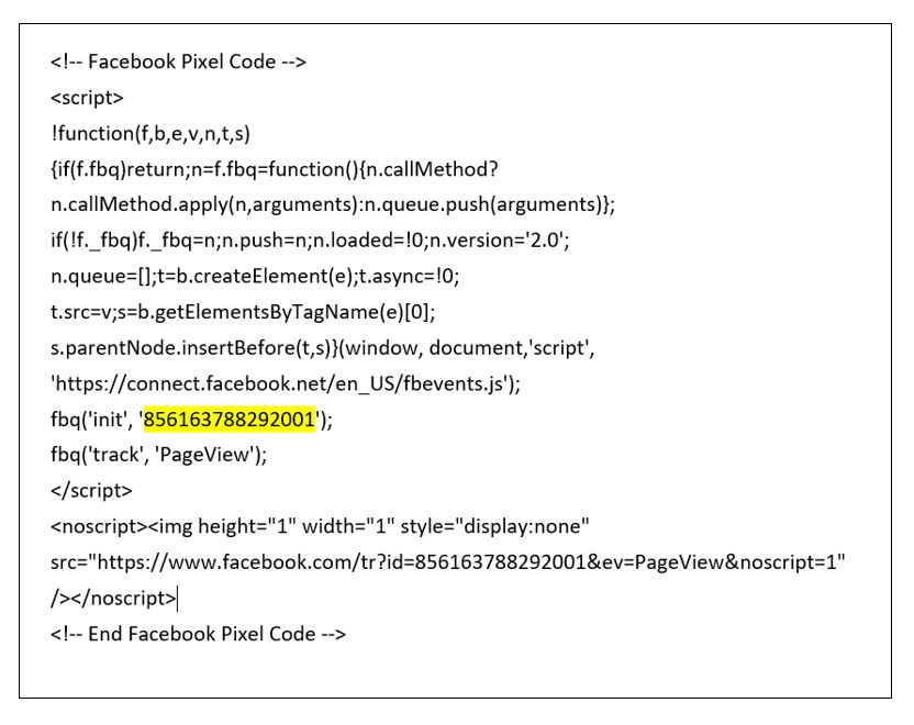Code -Pixel- Facebook
