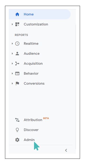 Menu Google Analytics - Administrateur