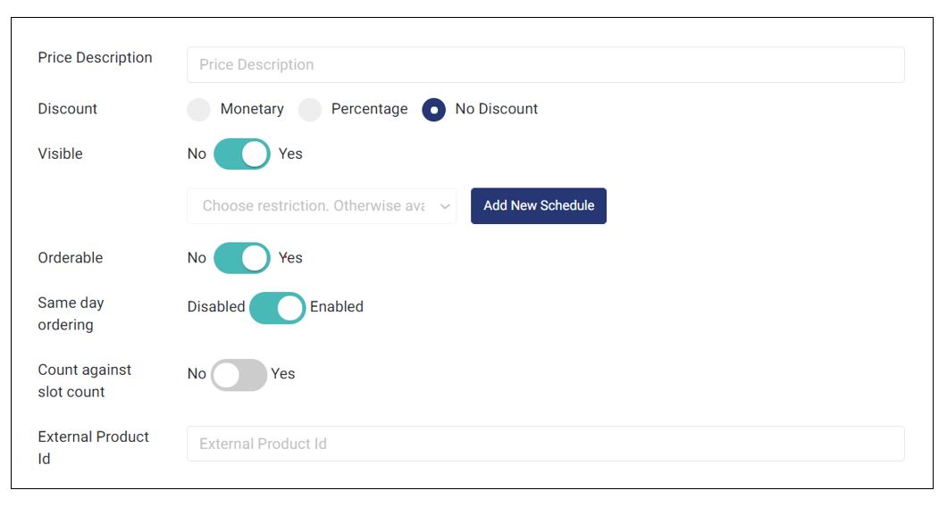A section of the item details page