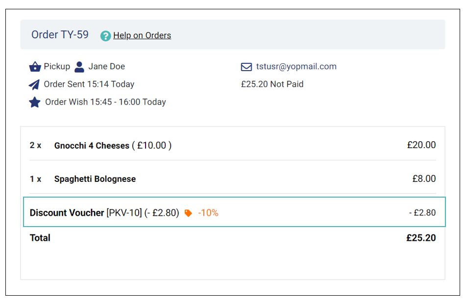 Invalid voucher code applied