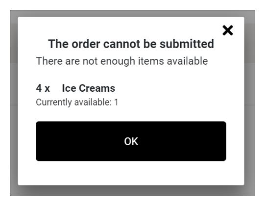 Order submission error: not enough items