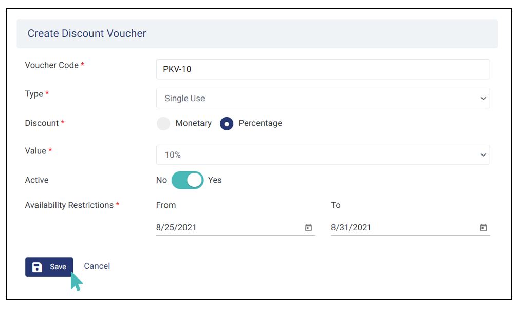 details page of a discount voucher