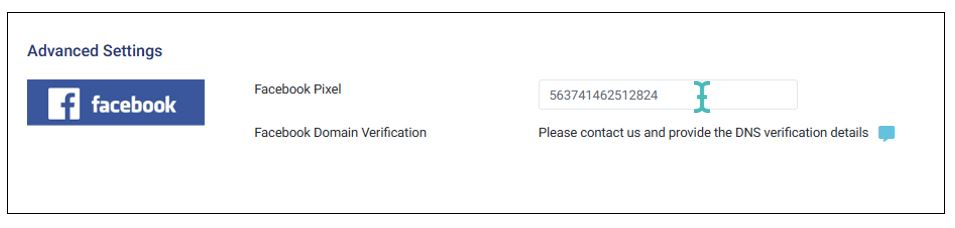 Facebook pixel id obtained in previous steps added to GonnaOrder under marketing settings