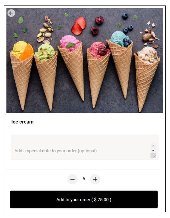 注文に追加されたアイスクリーム