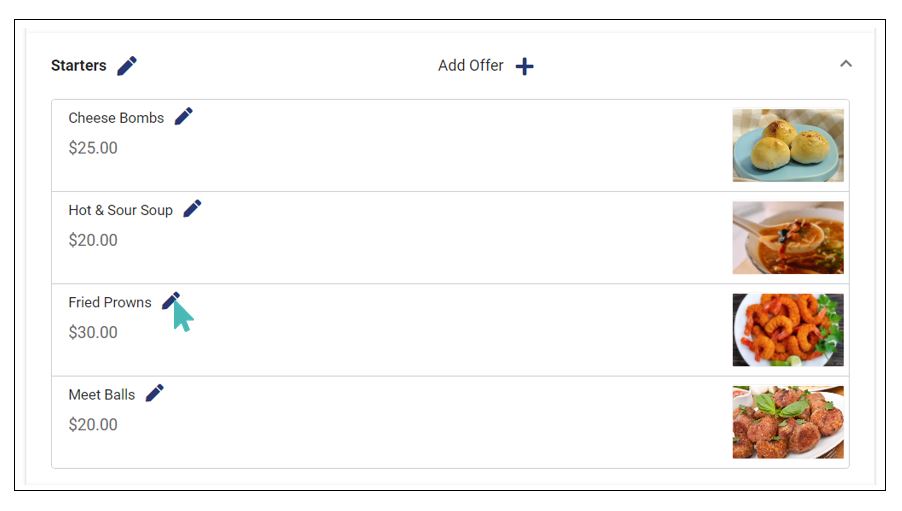 Editing an item to update same day ordering setting