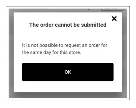 Error: Same day ordering is accepted by store