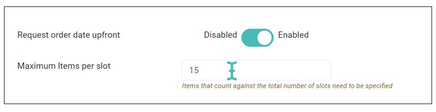 Maximum items per slot setting