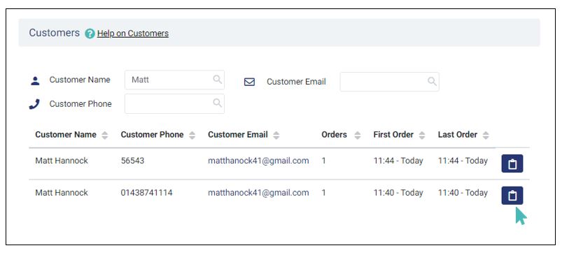 opening order capture from the customers section