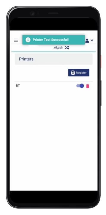 GoAdmin connected with Bluetooth printer successfully