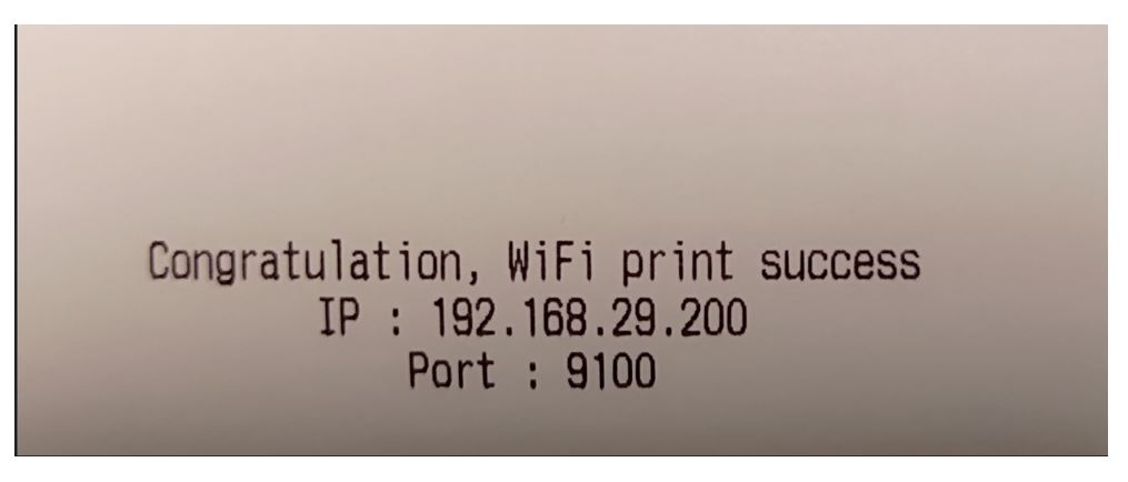 WiFi Printer registration success